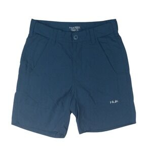 Huk Performance Fishing Shorts Mens Size S Blue Cargo Pockets Quick Dry Athletic